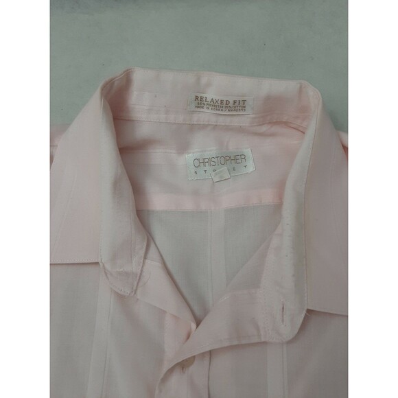 RARE Christopher Street pink button down shirt relaxed fit 17 34/35 stain sale - Picture 2 of 6